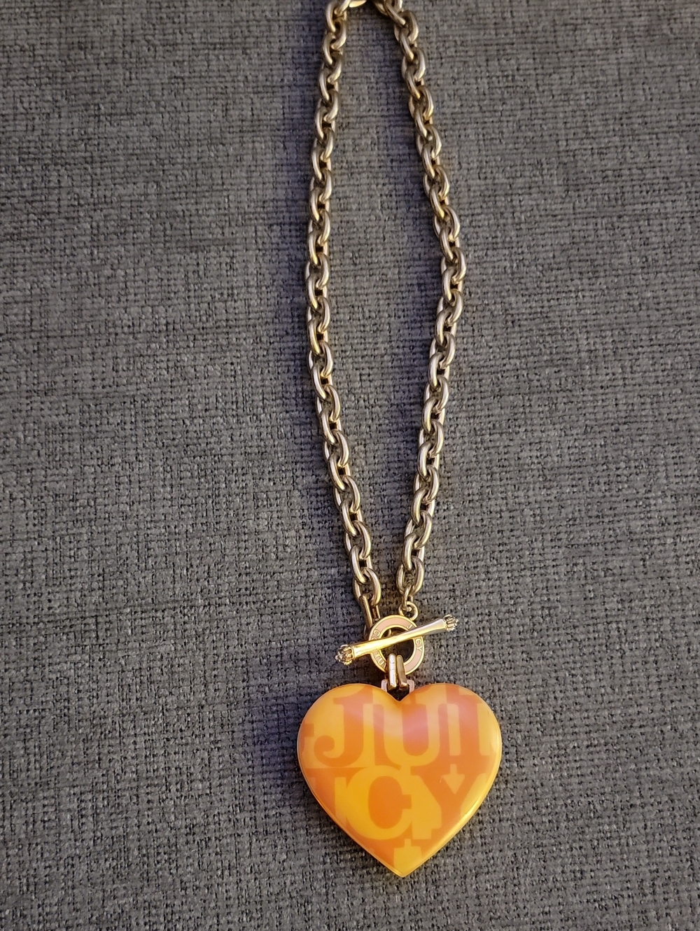 Vintage Juicy Couture Toggle Chain Necklace with Double  Sided Heart Pendant